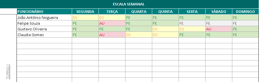 planilha de escala de trabalho 