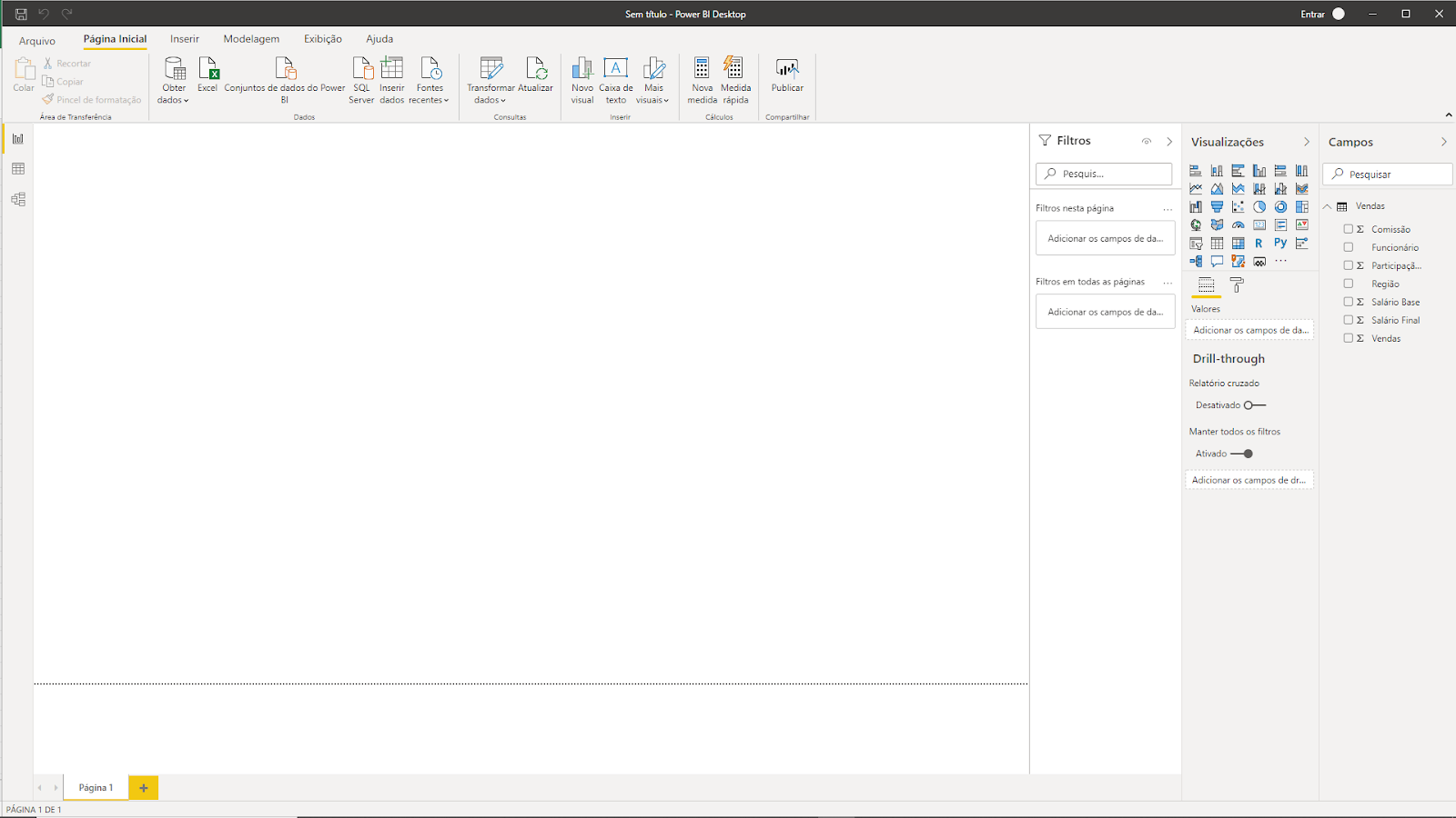 Ambiente inicial do Power BI