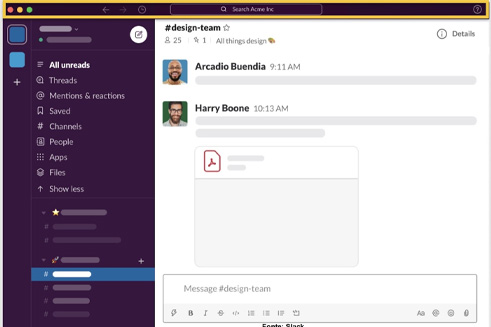 Tela do Slack