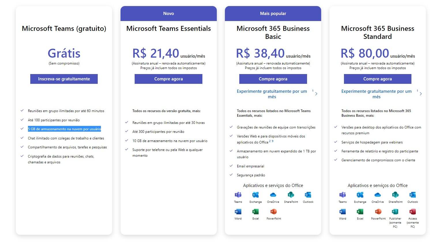 Planos Premium do Microsoft Teams para Empresas