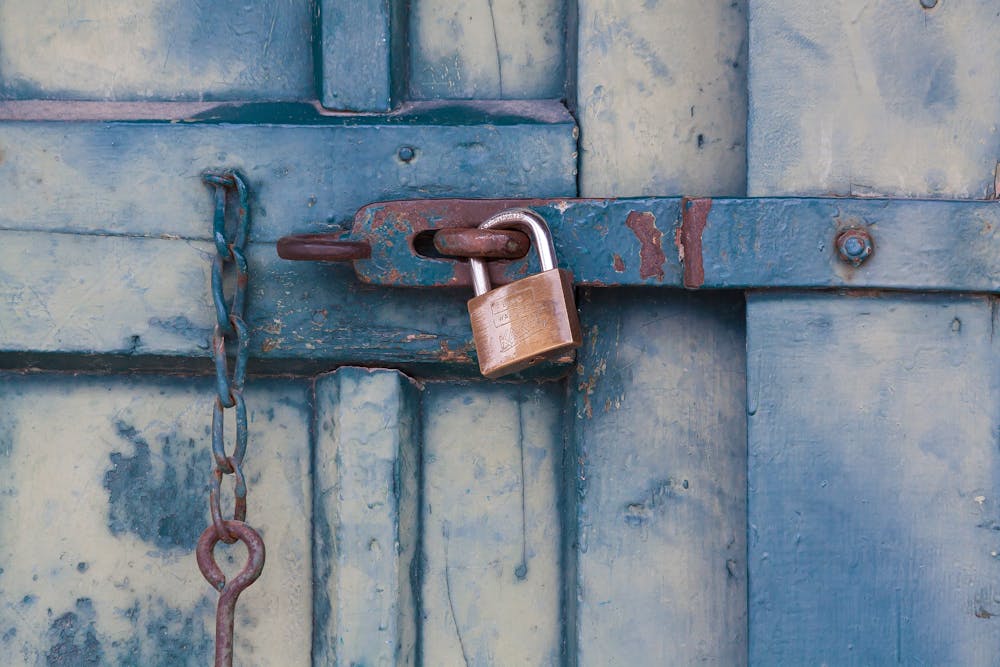 Wooden door with lock
