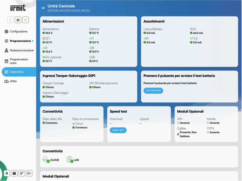 UX/UI detail of the cloud control panel for Urmet 1076 systems