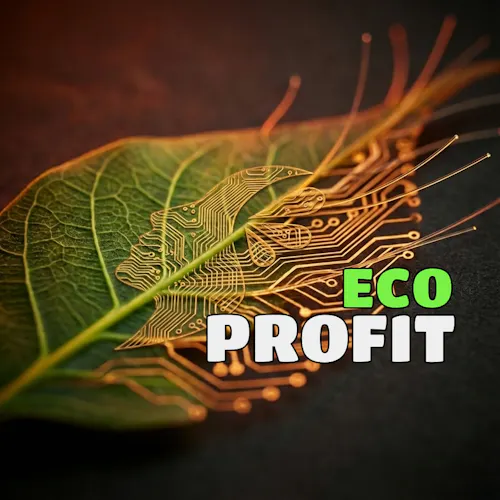 Green Software foglia digitale con testo "eco profit" Volcanic Minds