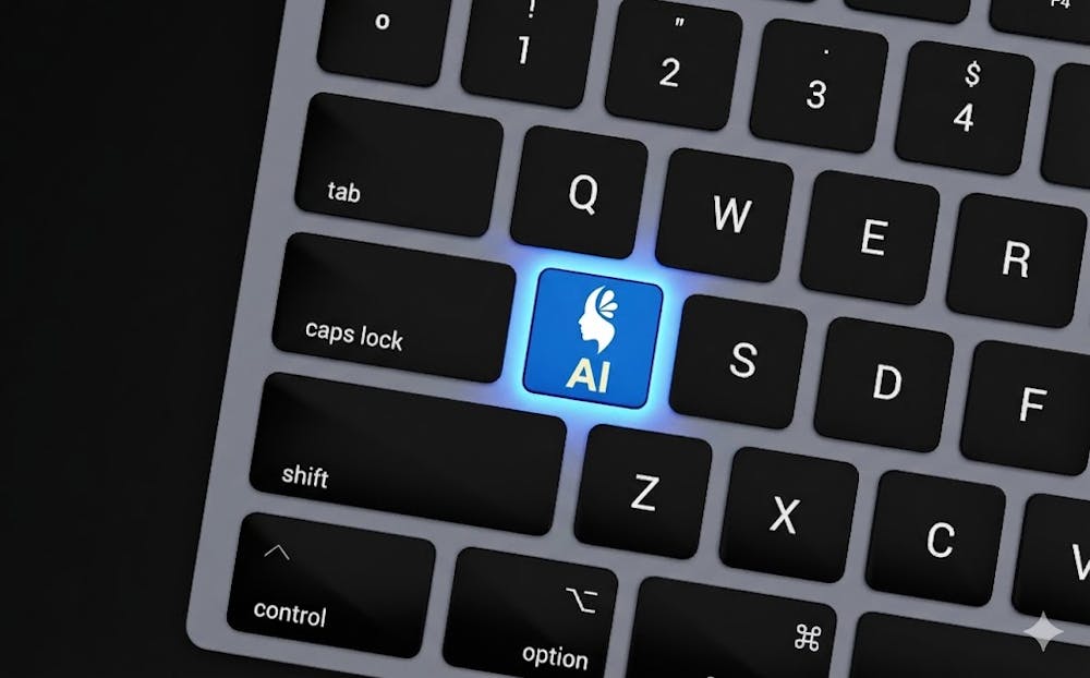 Volcanicminds AI keyboard for business - keyboard with a blue button