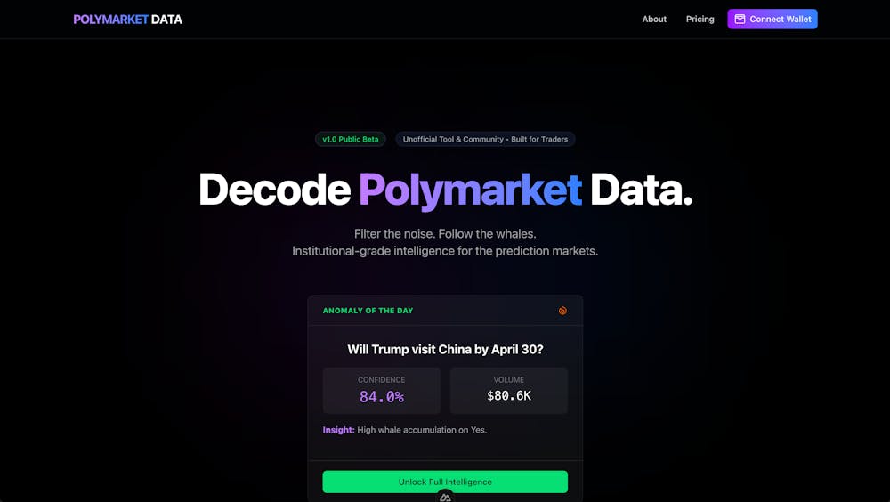 Case Studies: prediction market data intelligence web homepage developed by volcanicminds.com