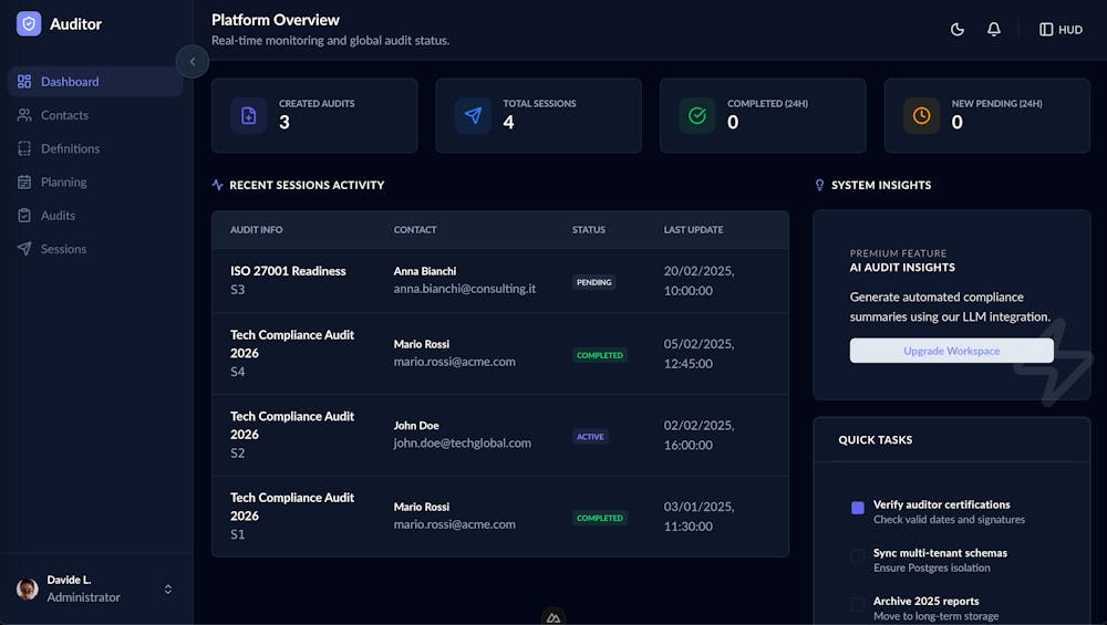 Case Studies: agentic ai auditing knowledge platform board (dark) developed by volcanicminds.com