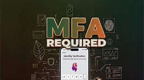Smartphone identity verification screen with surrounding golden security icons on a technical circuit background via npm @volcanicminds/tools