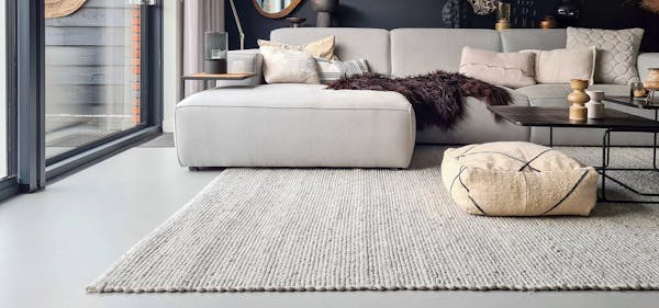 wollen vloerkleed grijs gemeleerd