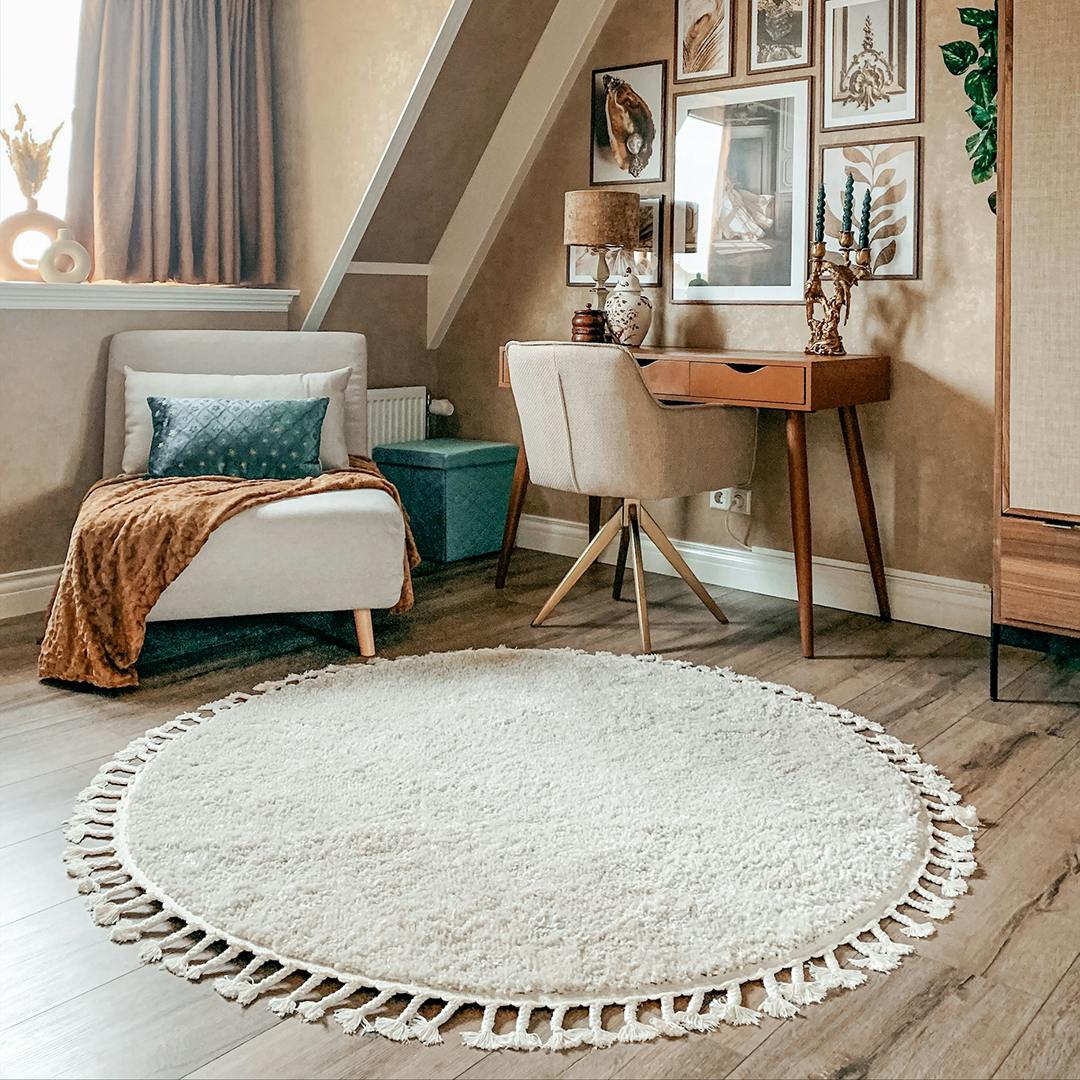 rond buitenkleed franjes lofty