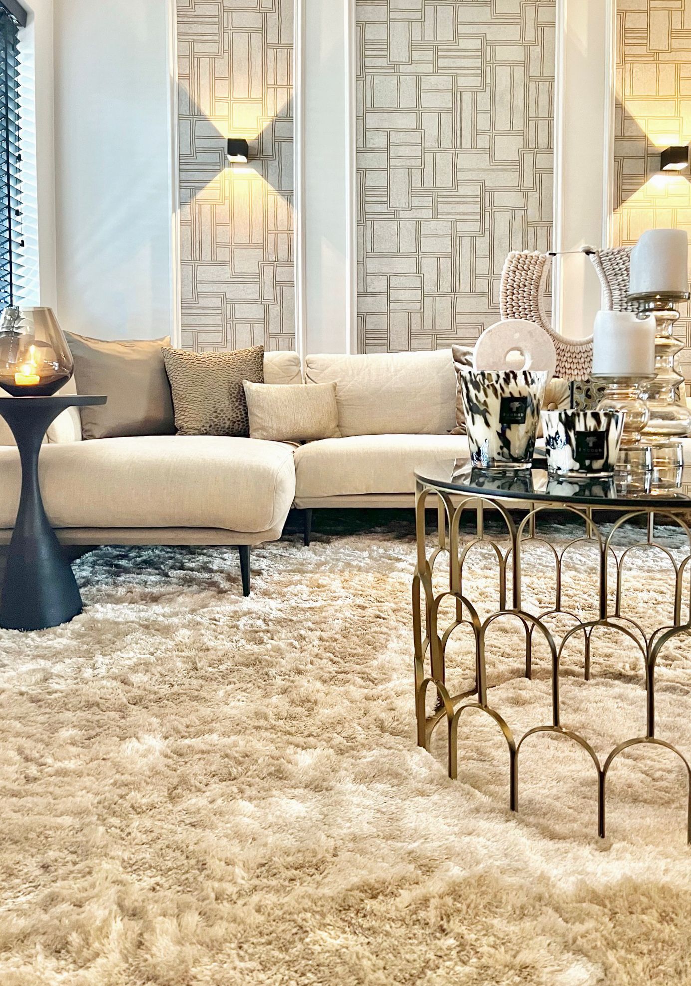 hoogpolig vloerkleed Creme Glorious