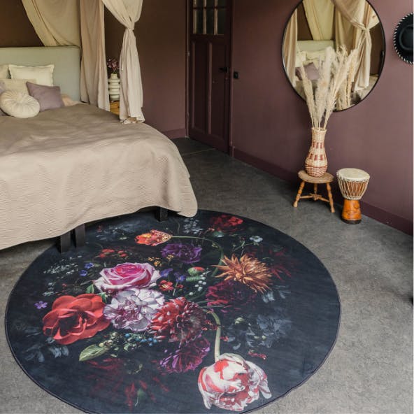 Rond vloerkleed bloemen