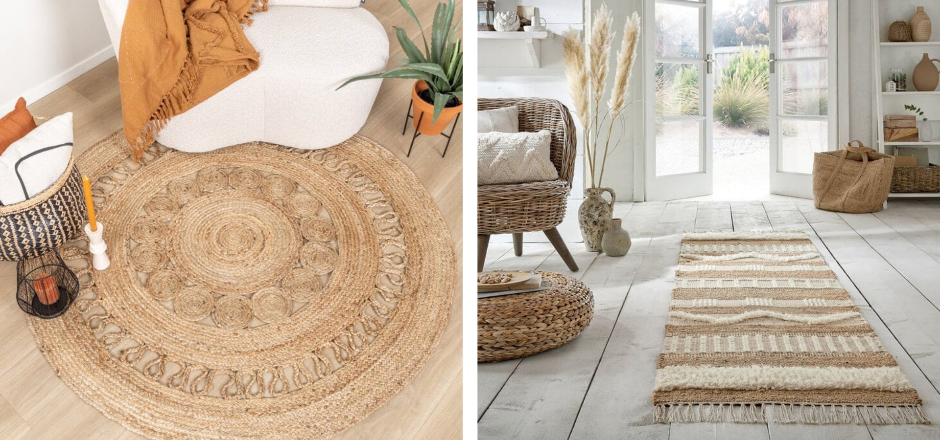 Jute Teppich im Boho Style