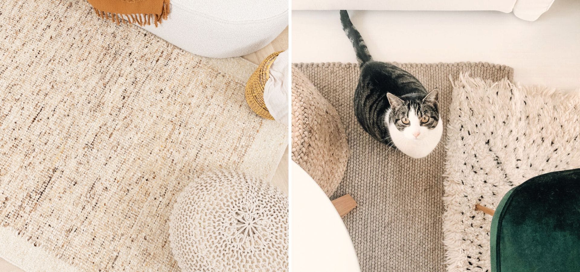 Close-up van wollen vloerkleed met dieren