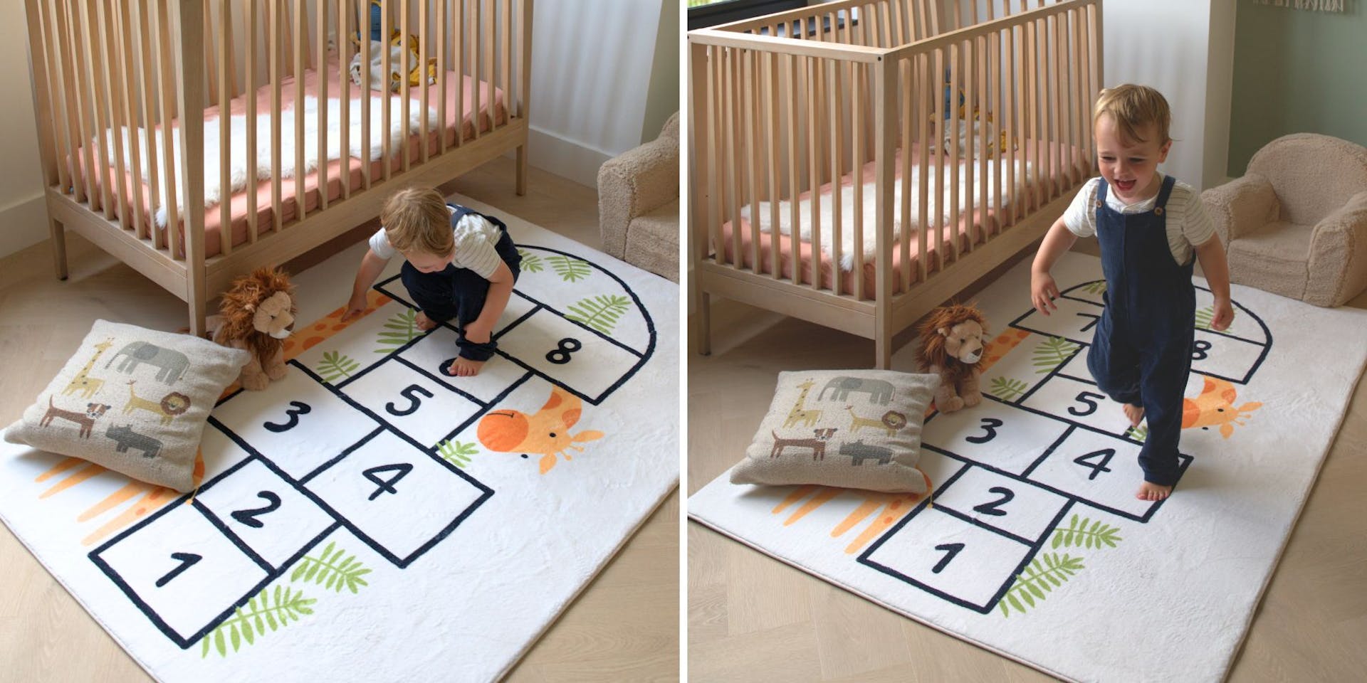 Kind rent over speelkleed heen