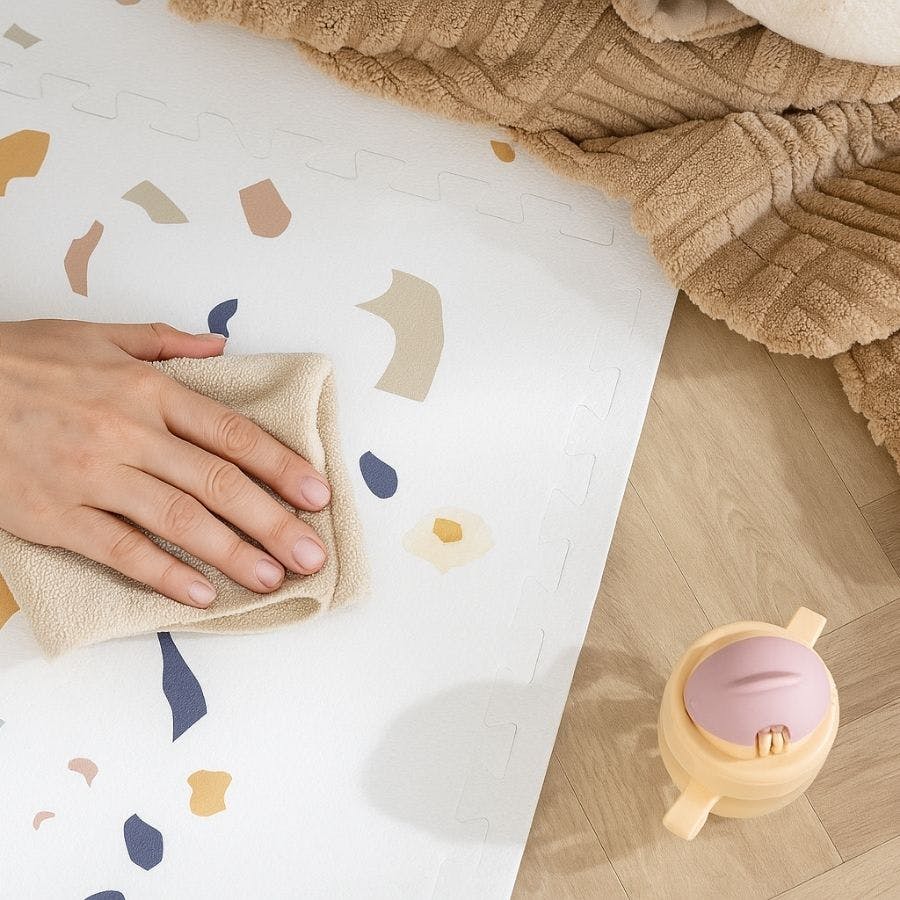 Speelkleed schoonmaken met een doekje