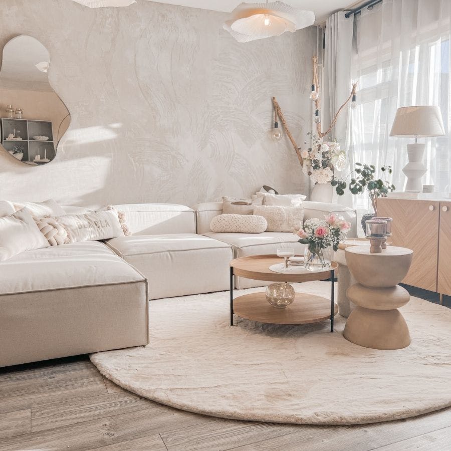 Wit hoogpolig vloerkleed comfy