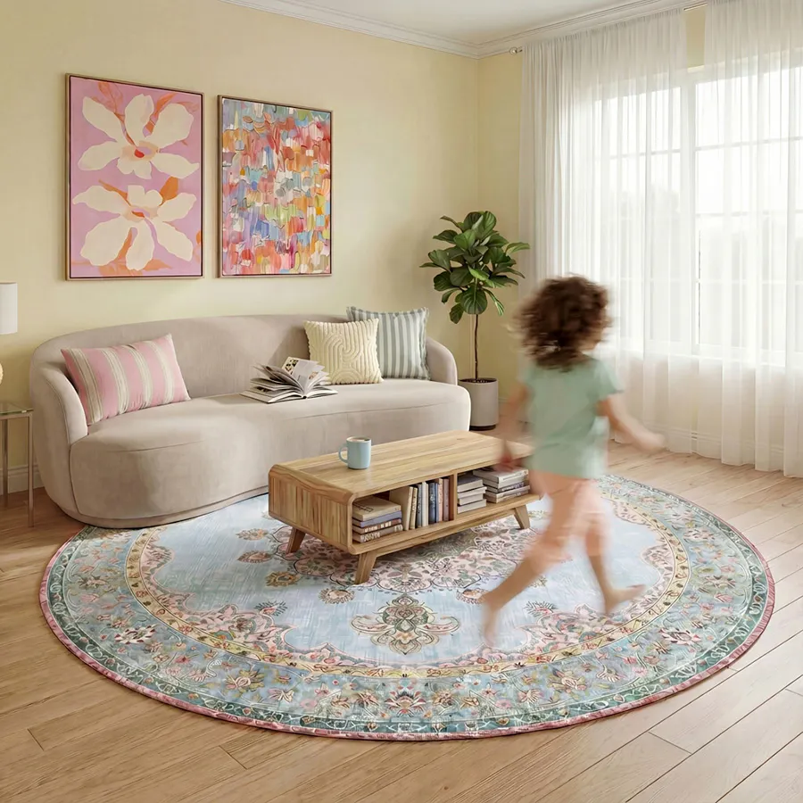 Dywan vintage Lily Medallion Jasnoniebieski