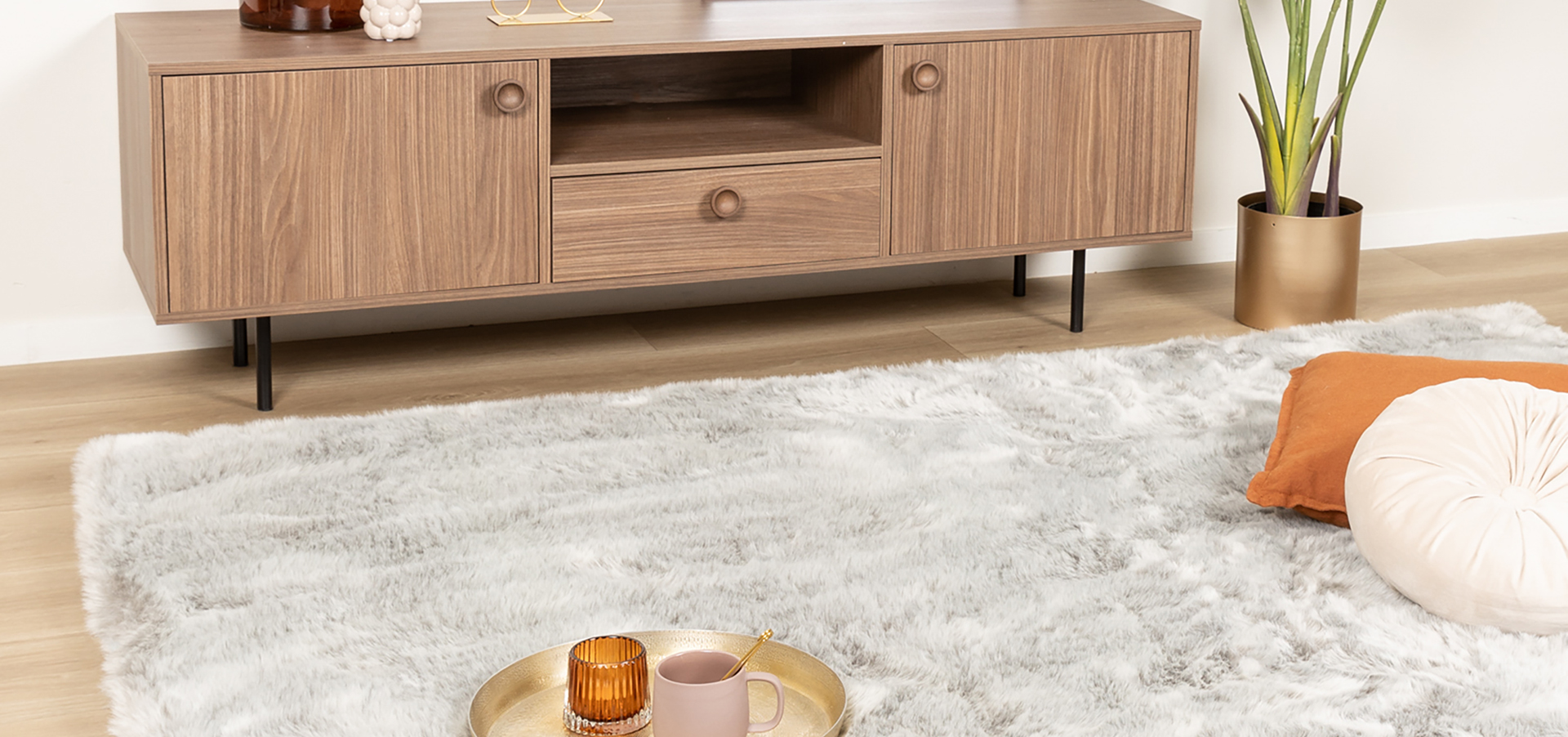 fluffy grijs vloerkleed