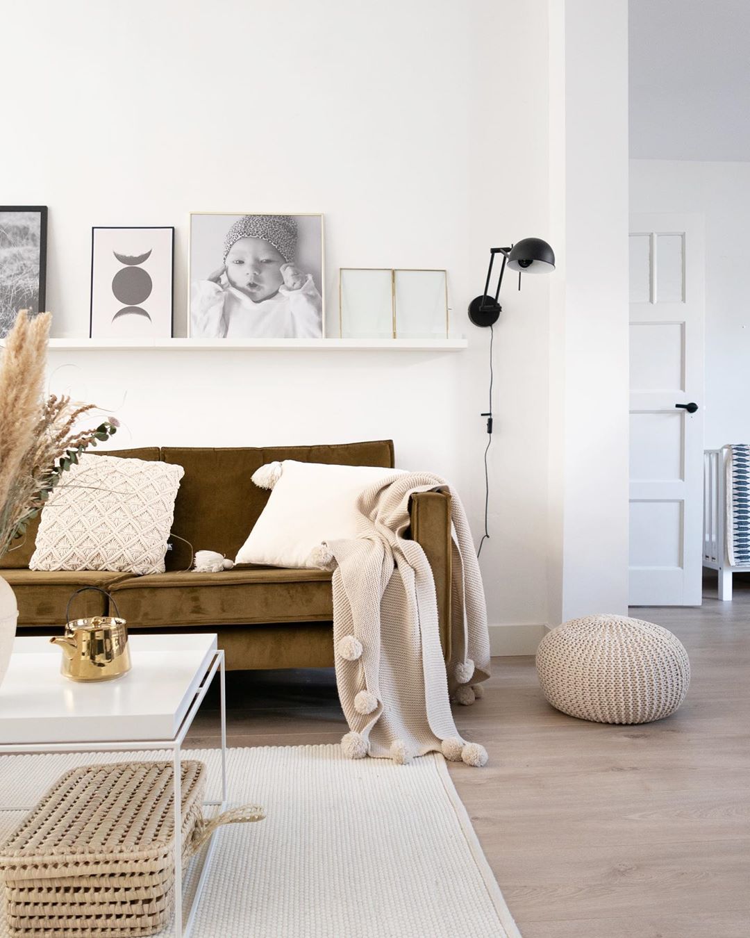 wit wollen vloerkleed