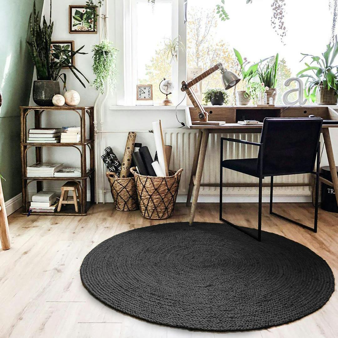 zwart jute vloerkleed