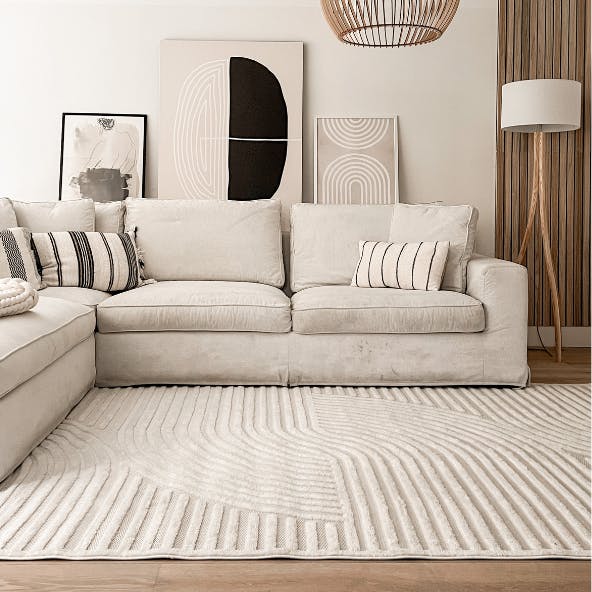 Wohnzimmer Teppich beige Nori