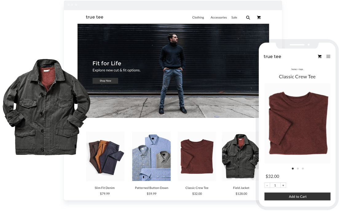 Sell clothes online through your own ecommerce store.