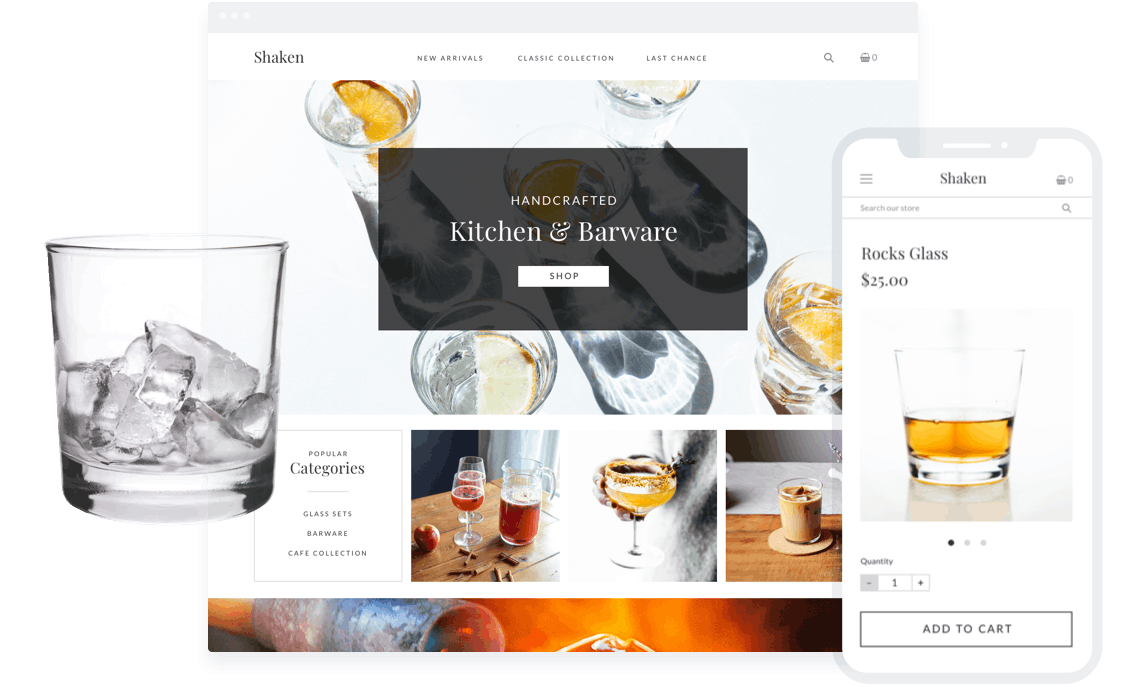 Sell glassware online with your own ecommerce store.