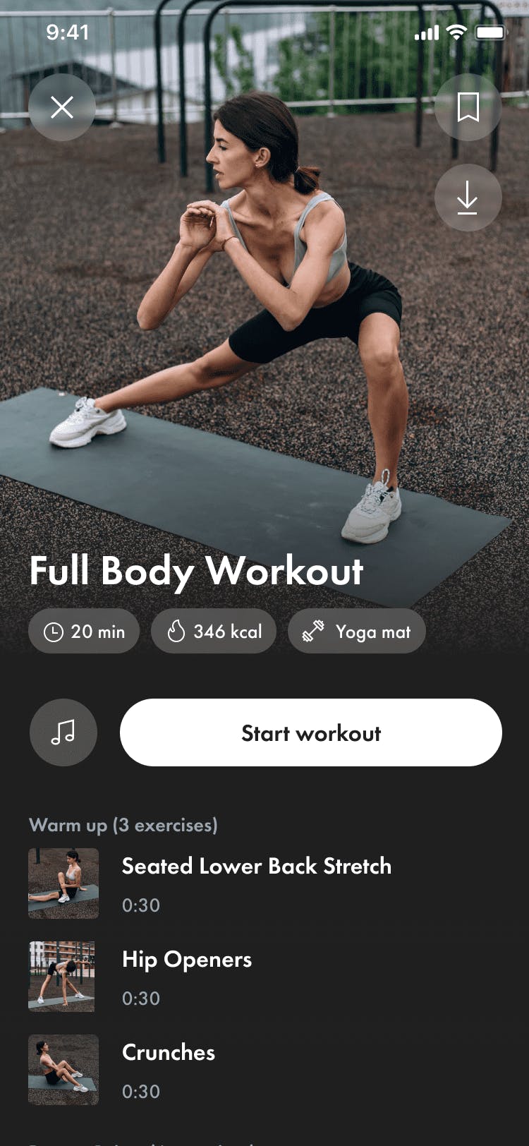 Fitness app screen