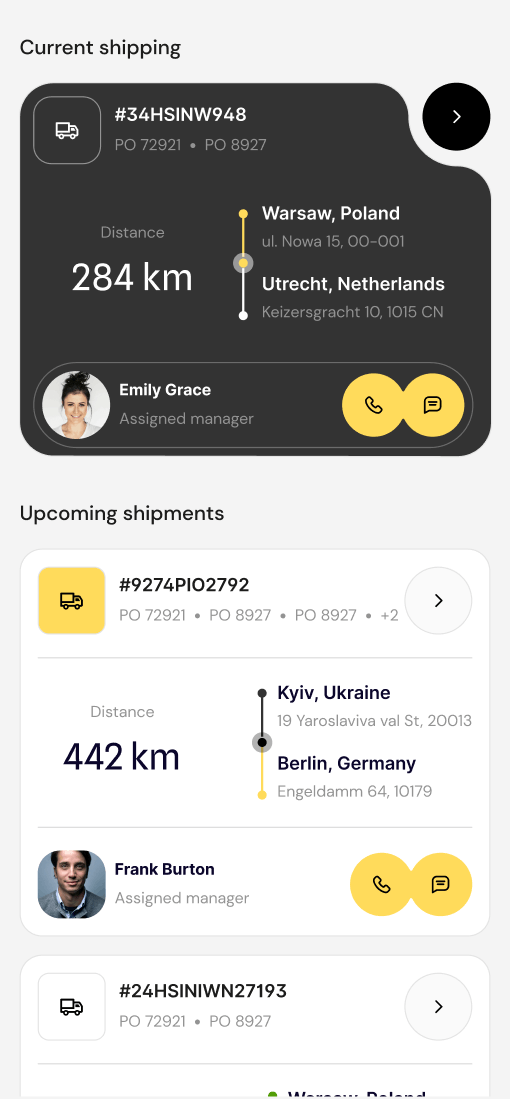 Logistics mobile app UX/UI design