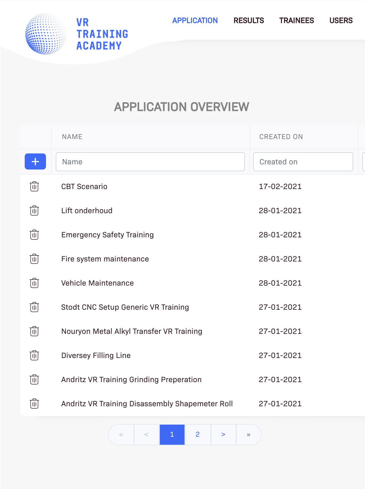 VR training Management Systeem