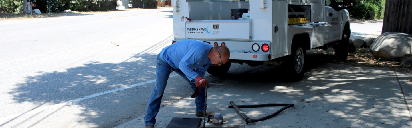 A Ventura River Water District worker working