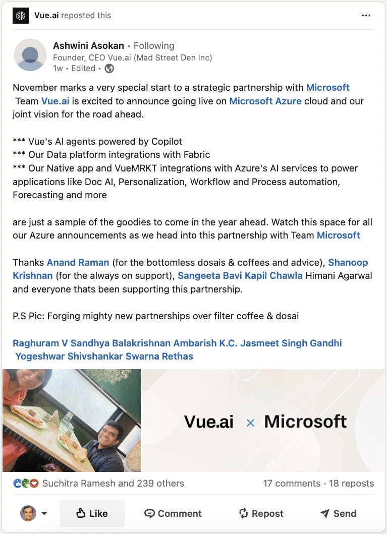 Vue.ai x Microsoft - Partnership