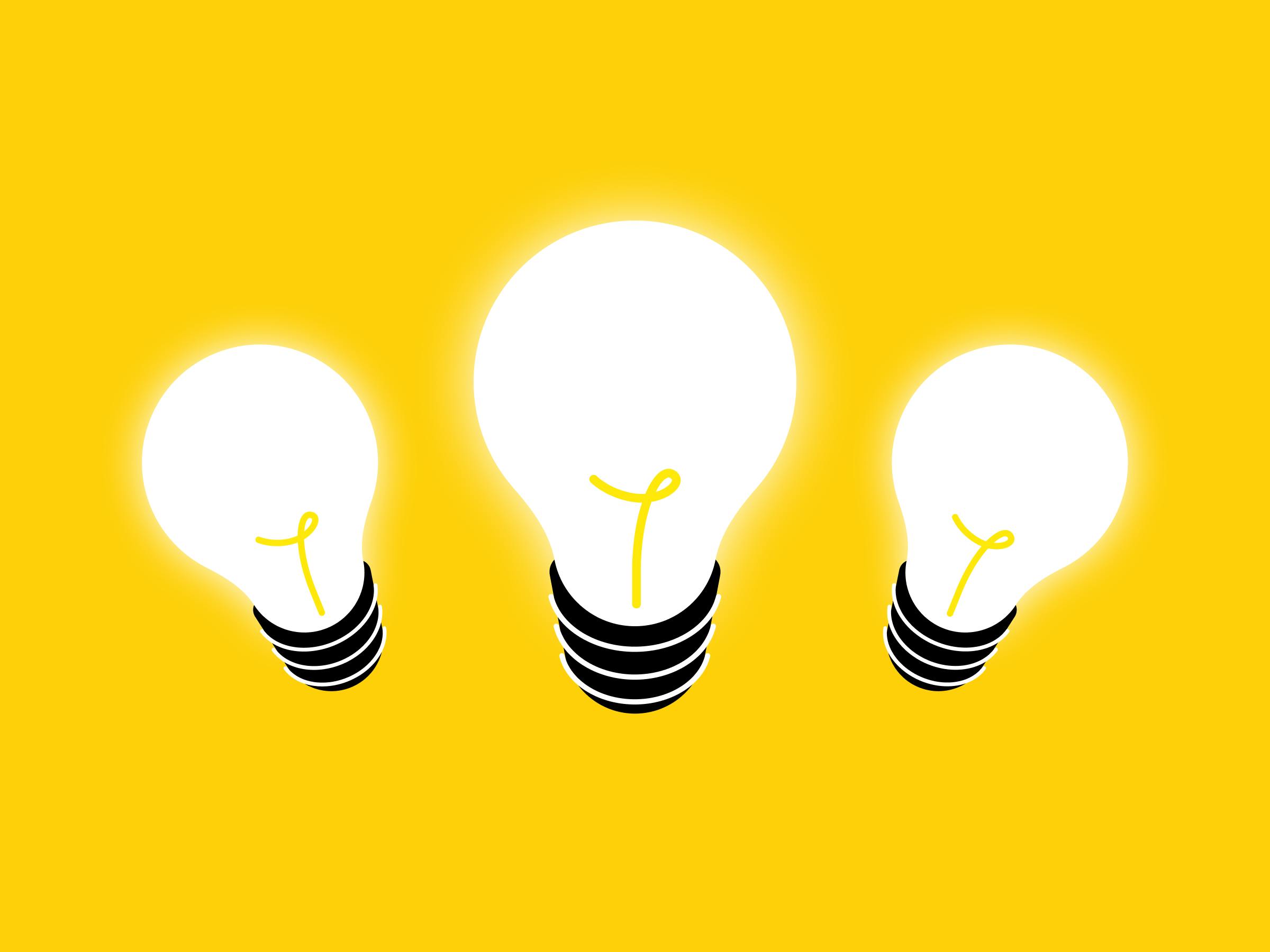 An illustration of three incandescent light bulbs