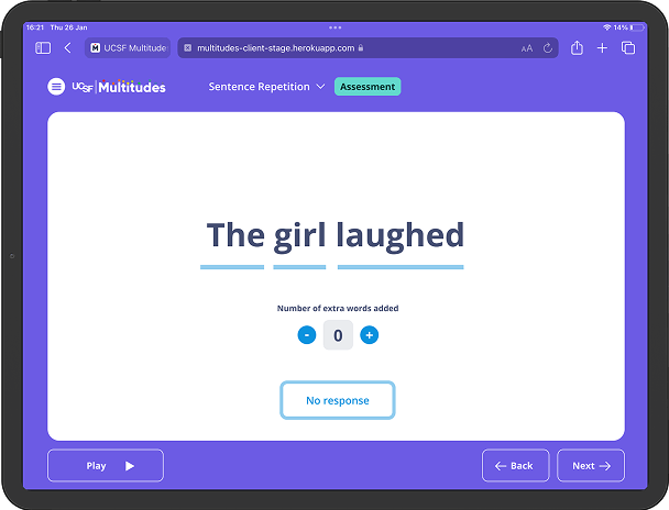 Sentence Repetition Assessment Screenshot