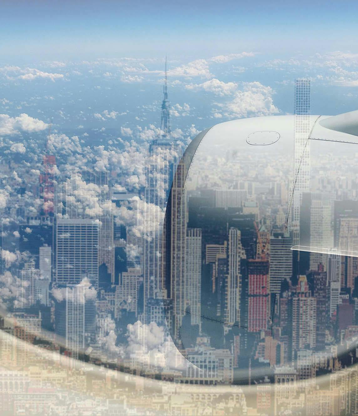 New York City view from the window of a plane