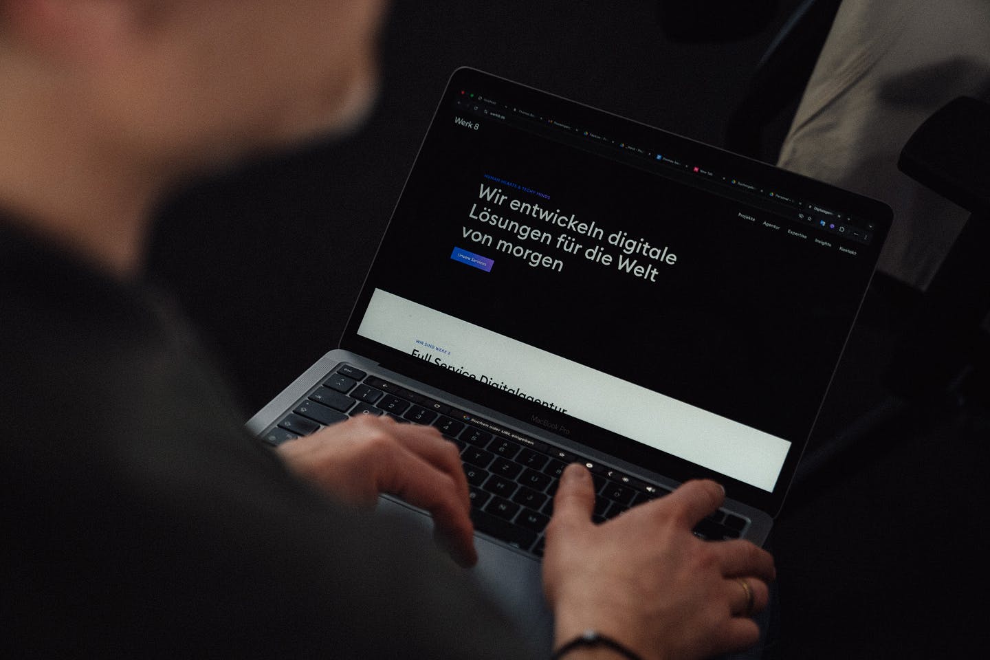 Nahaufnahme der Startseite von Werk 8