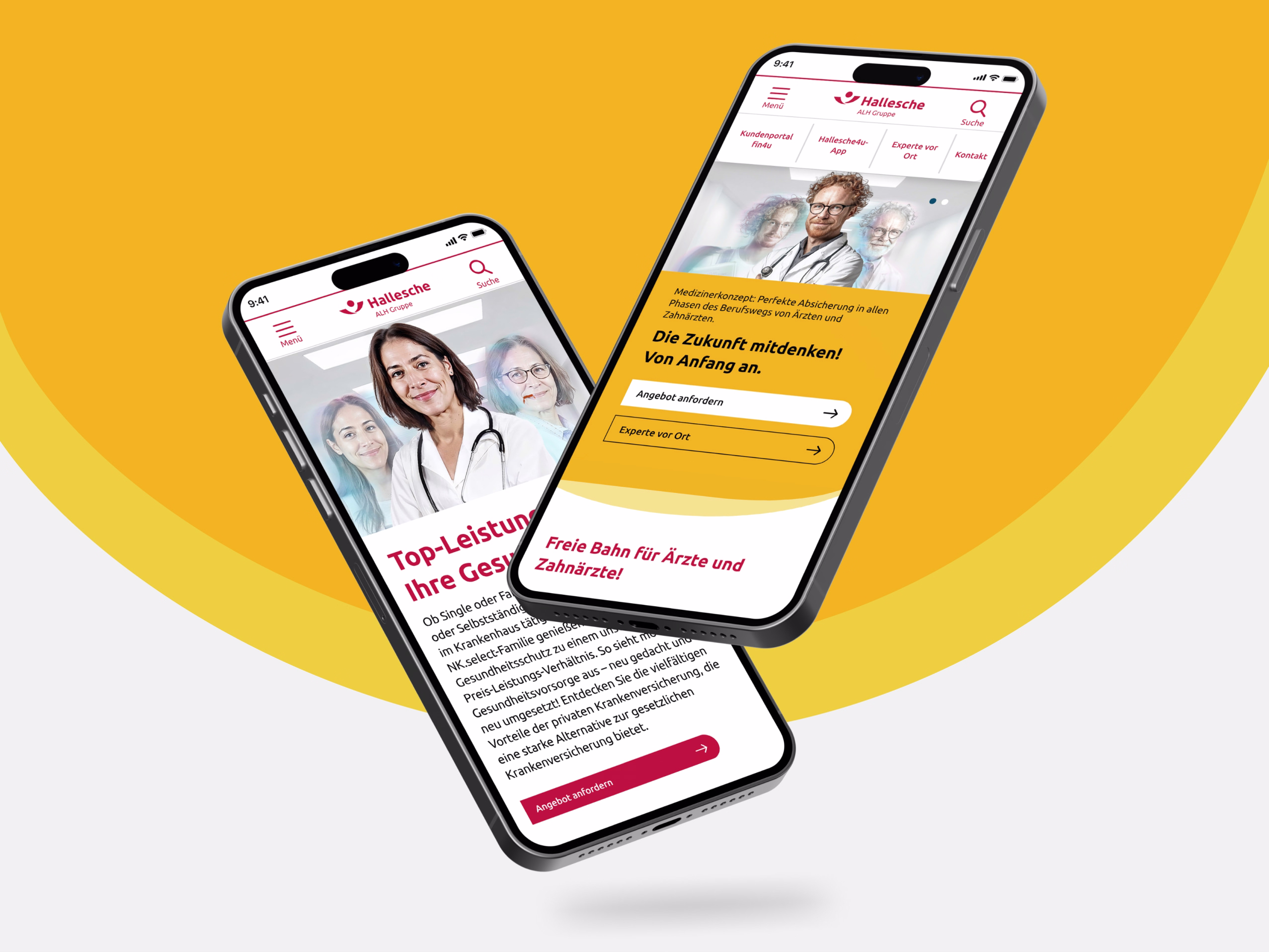 Anwendung der Plakatmotive auf mobiler Variante für die Hallesche Versicherung