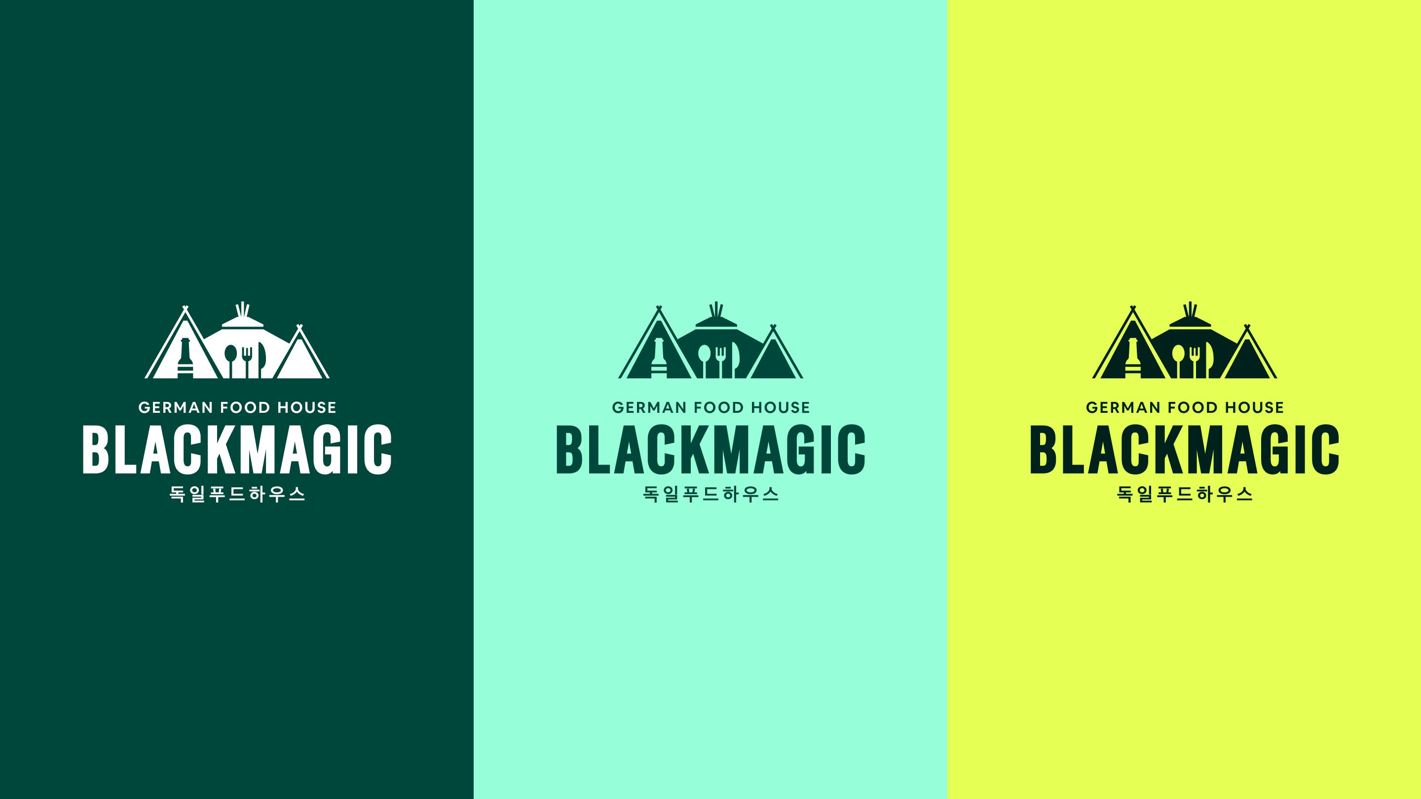 Abbildung des Logos Blackmagic auf drei unterschiedlichen Hintergründen