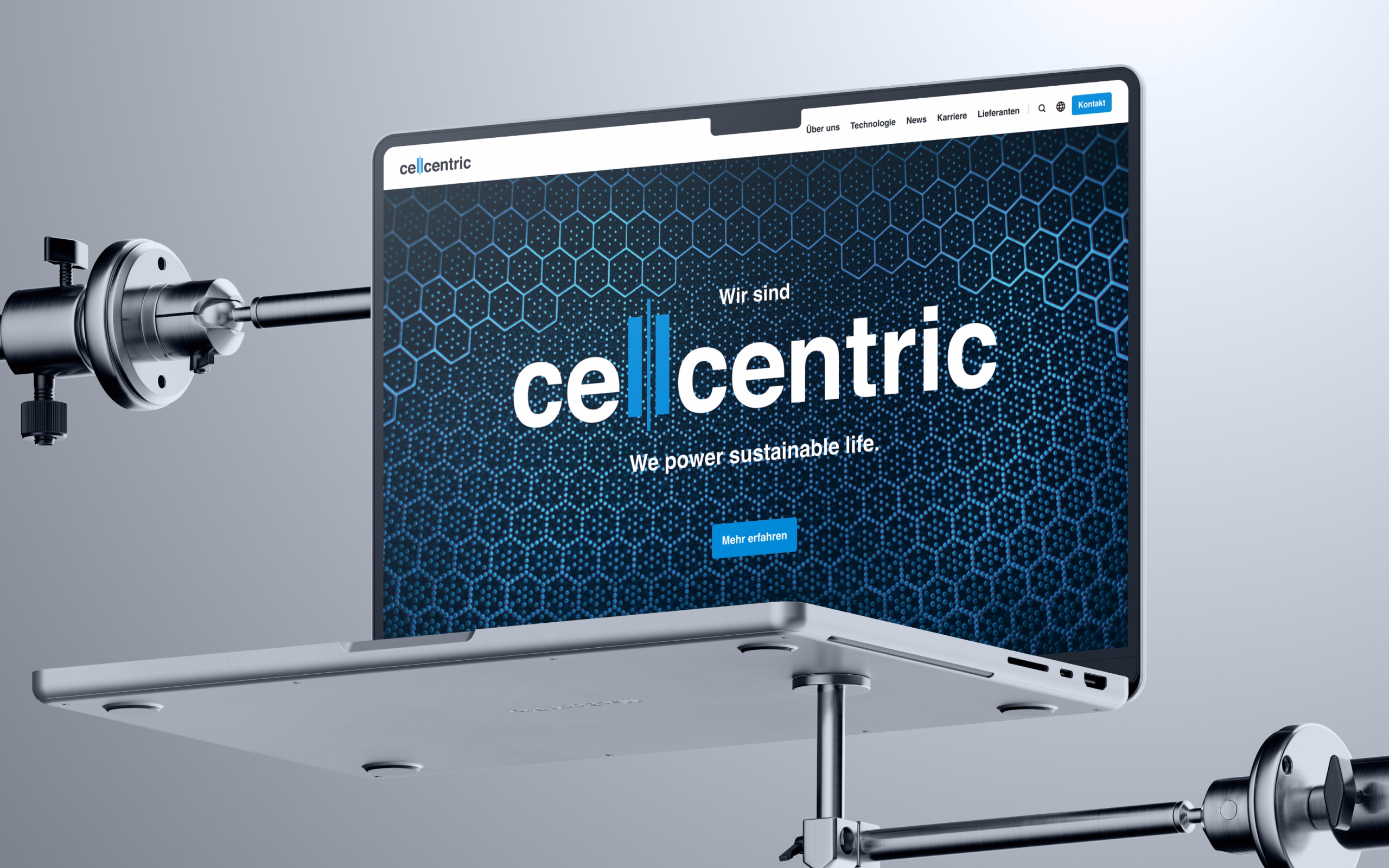 Mock Up zeigt die Cellcentric Startseite als Desktop-Version