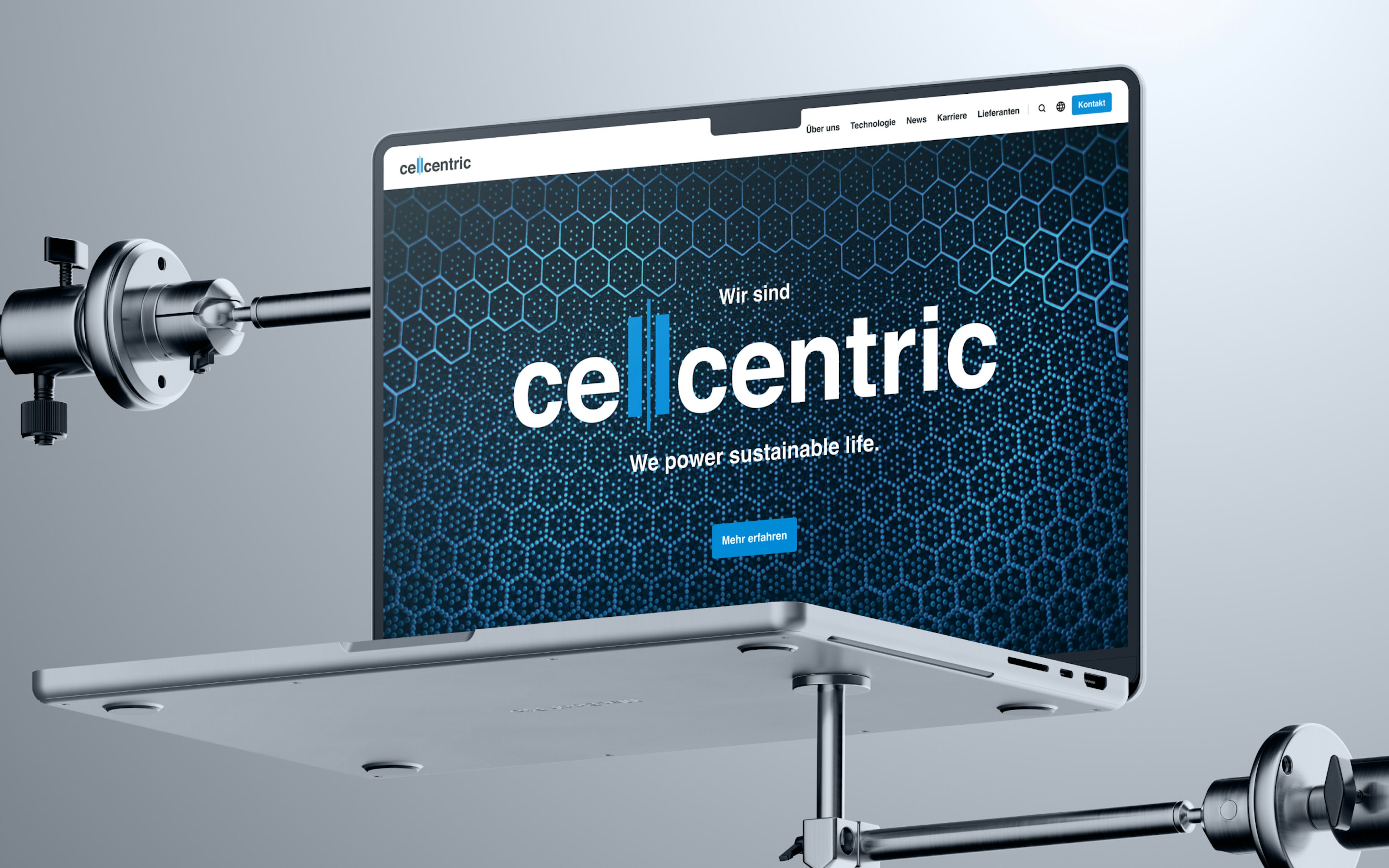 Mock Up zeigt die Cellcentric Startseite als Desktop-Version