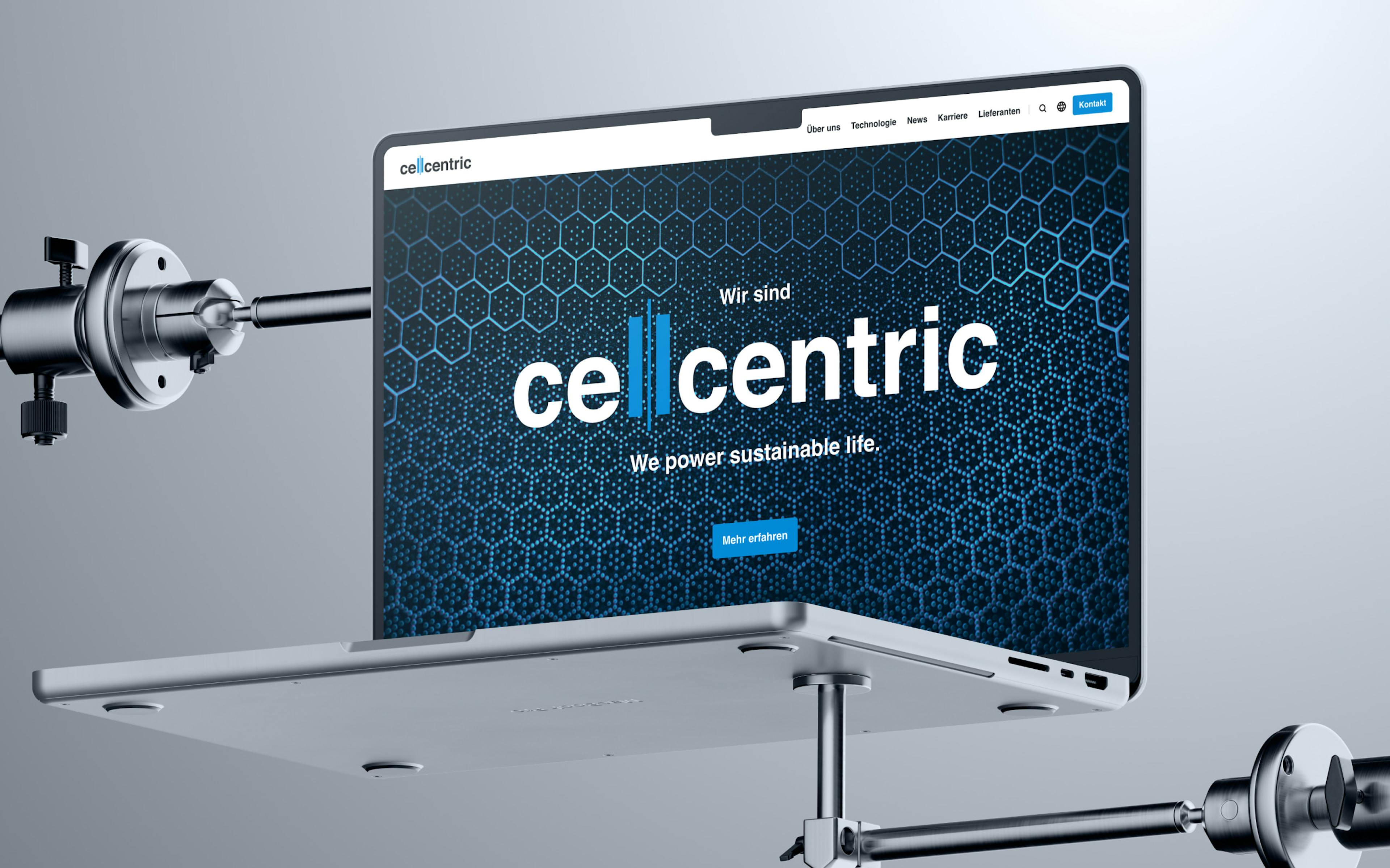 Mock Up zeigt die Cellcentric Startseite als Desktop-Version