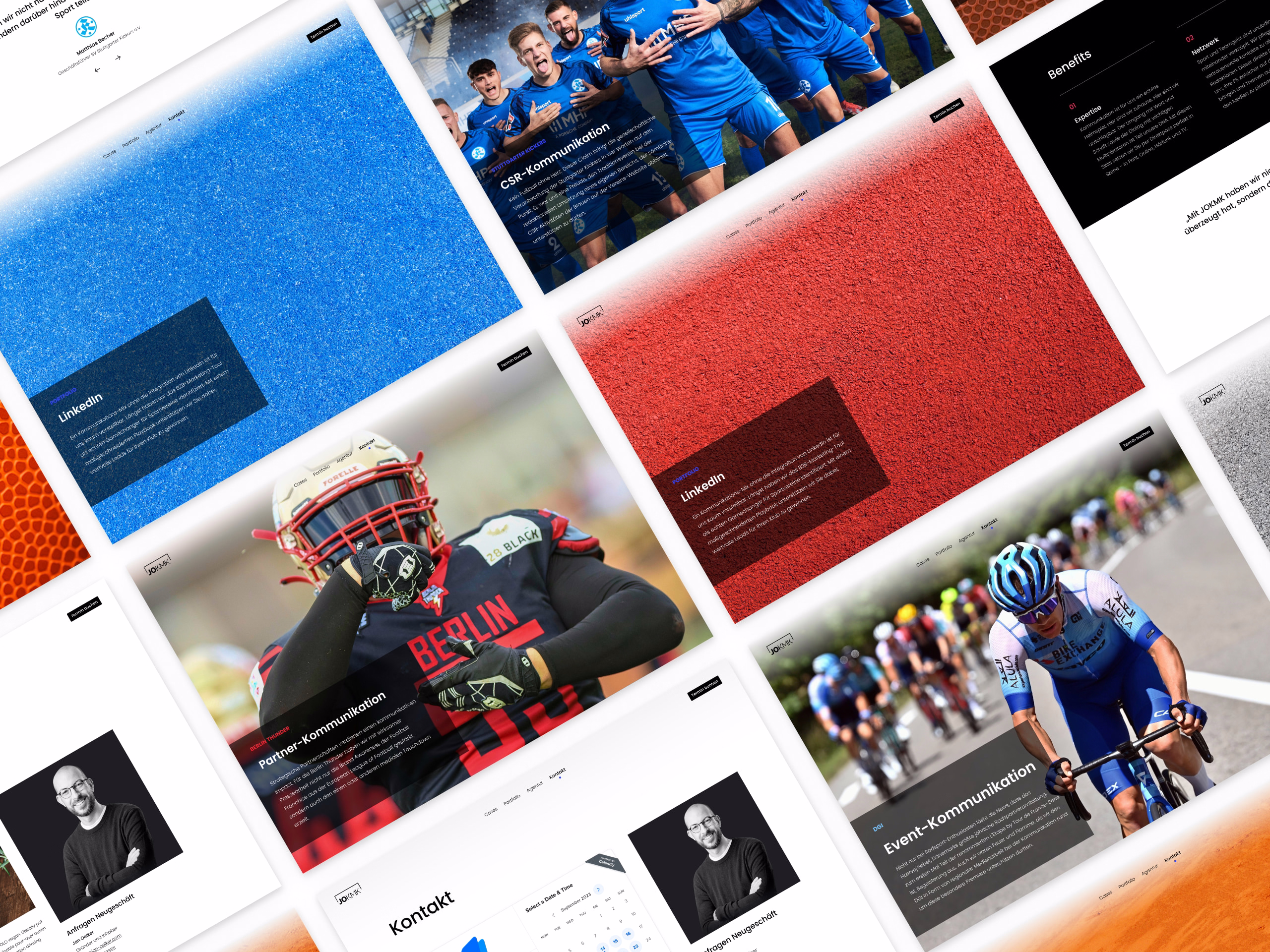 Unterschiedliche Screendesigns der Kontaktseite, Startseite, etc.