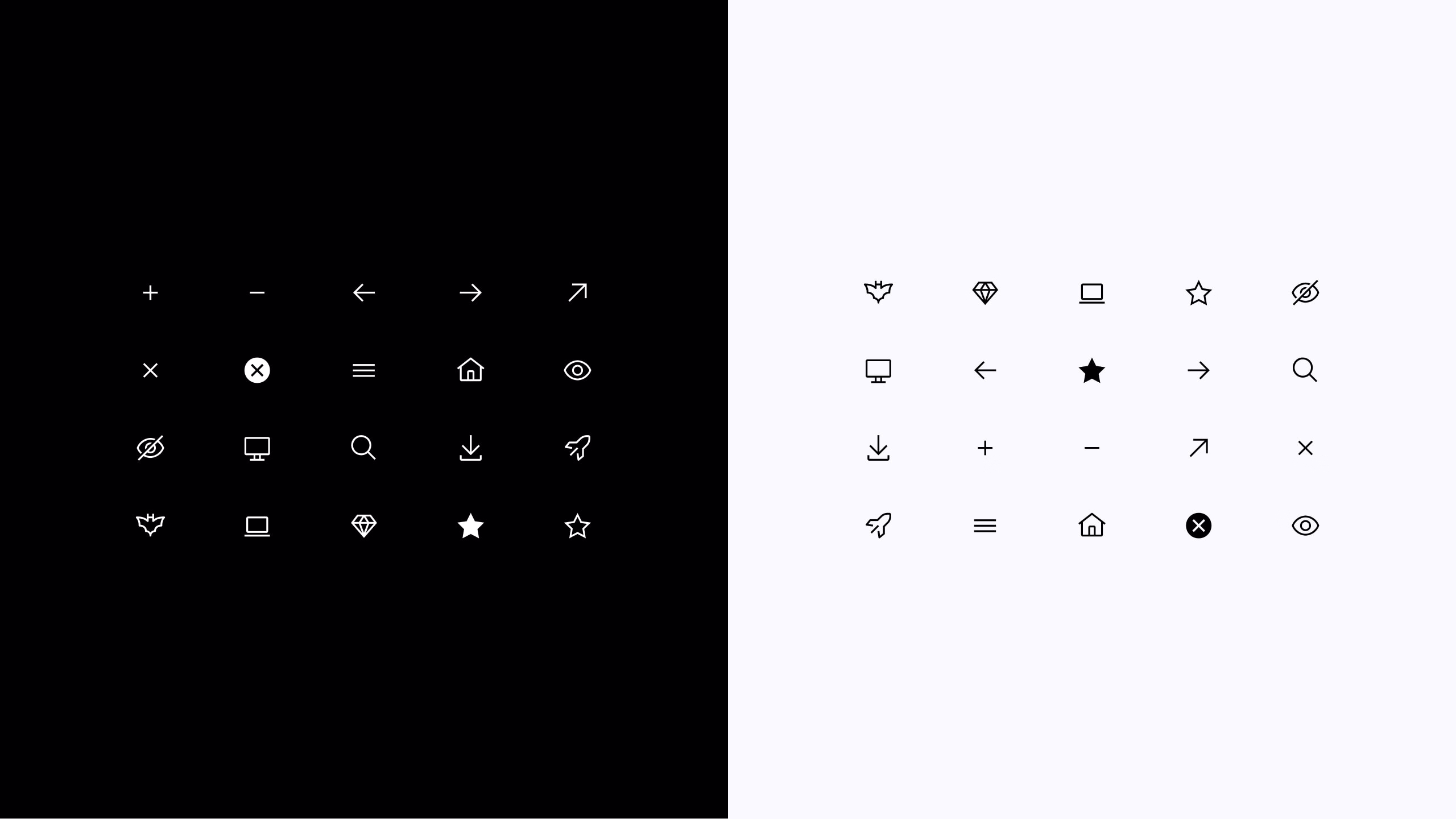 Icons auf schwarzem und weißem Hintergrund abgebildet für JOKMK