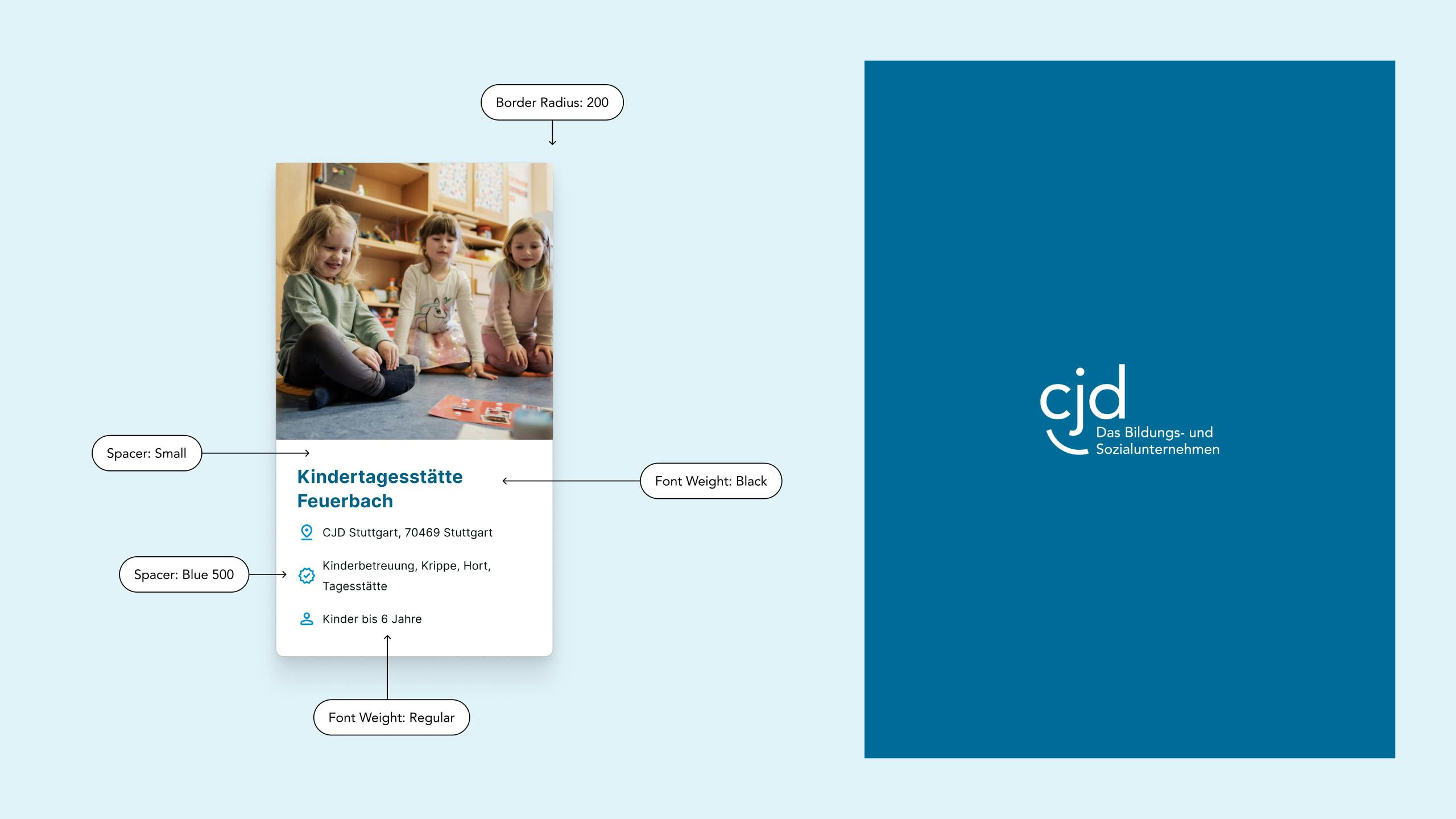 Screendesign zeigt die verschiedenen Gestaltungsrichtlinien für ein einheitliches Erscheinungsbild von CJD