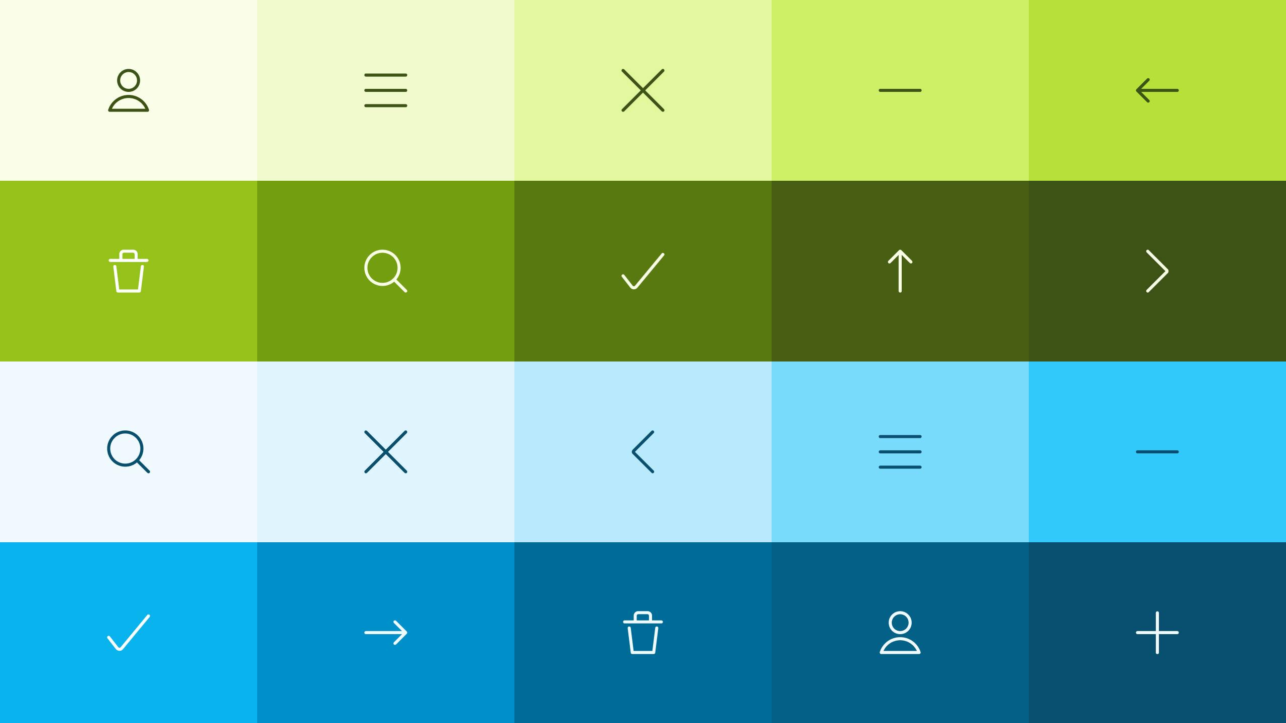 Minimalistische Icons mit Grün-Blauer-Farbpalette für CJD