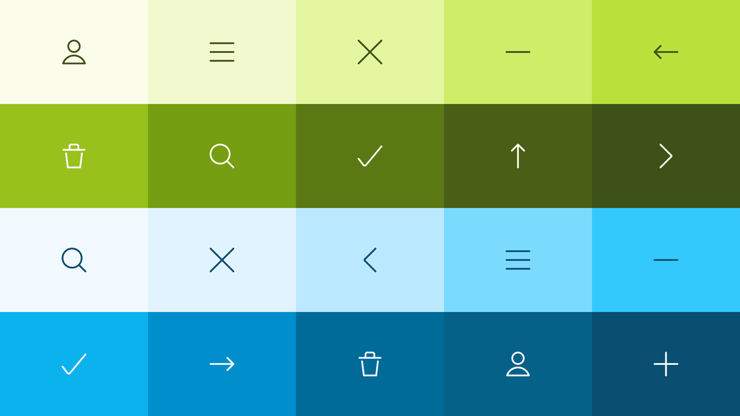 Minimalistische Icons mit Grün-Blauer-Farbpalette für CJD
