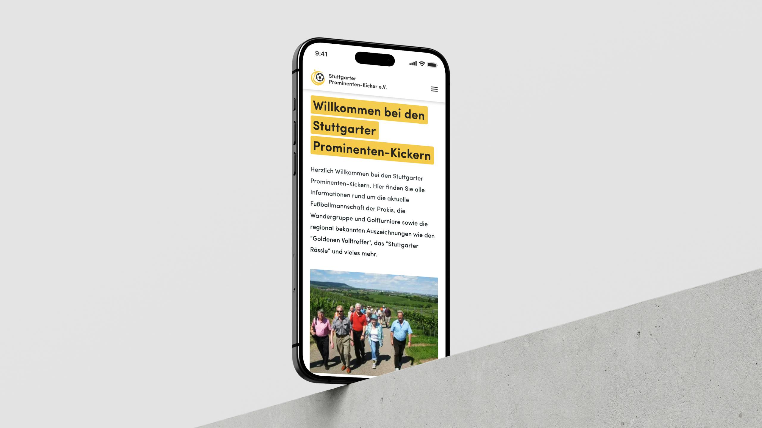 Startbildschirm der Prominentenkickers Homepage