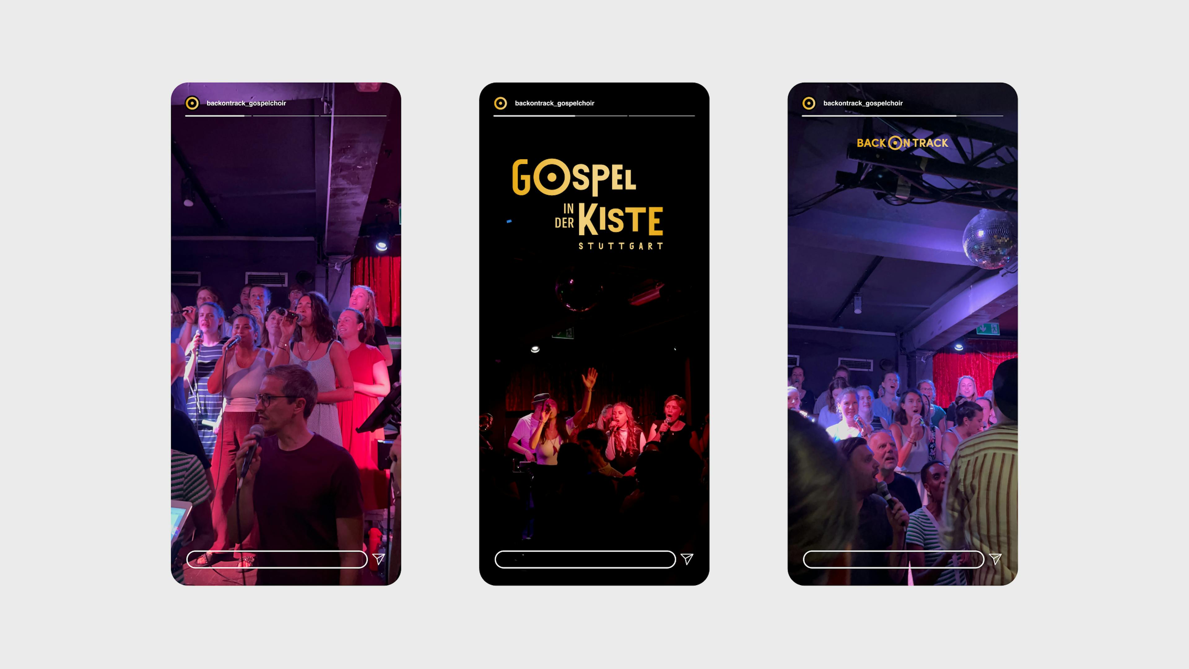 Gospel in der Kiste, Instagram Stories zeigen Momentaufnahmen die beim Konzert entstanden sind