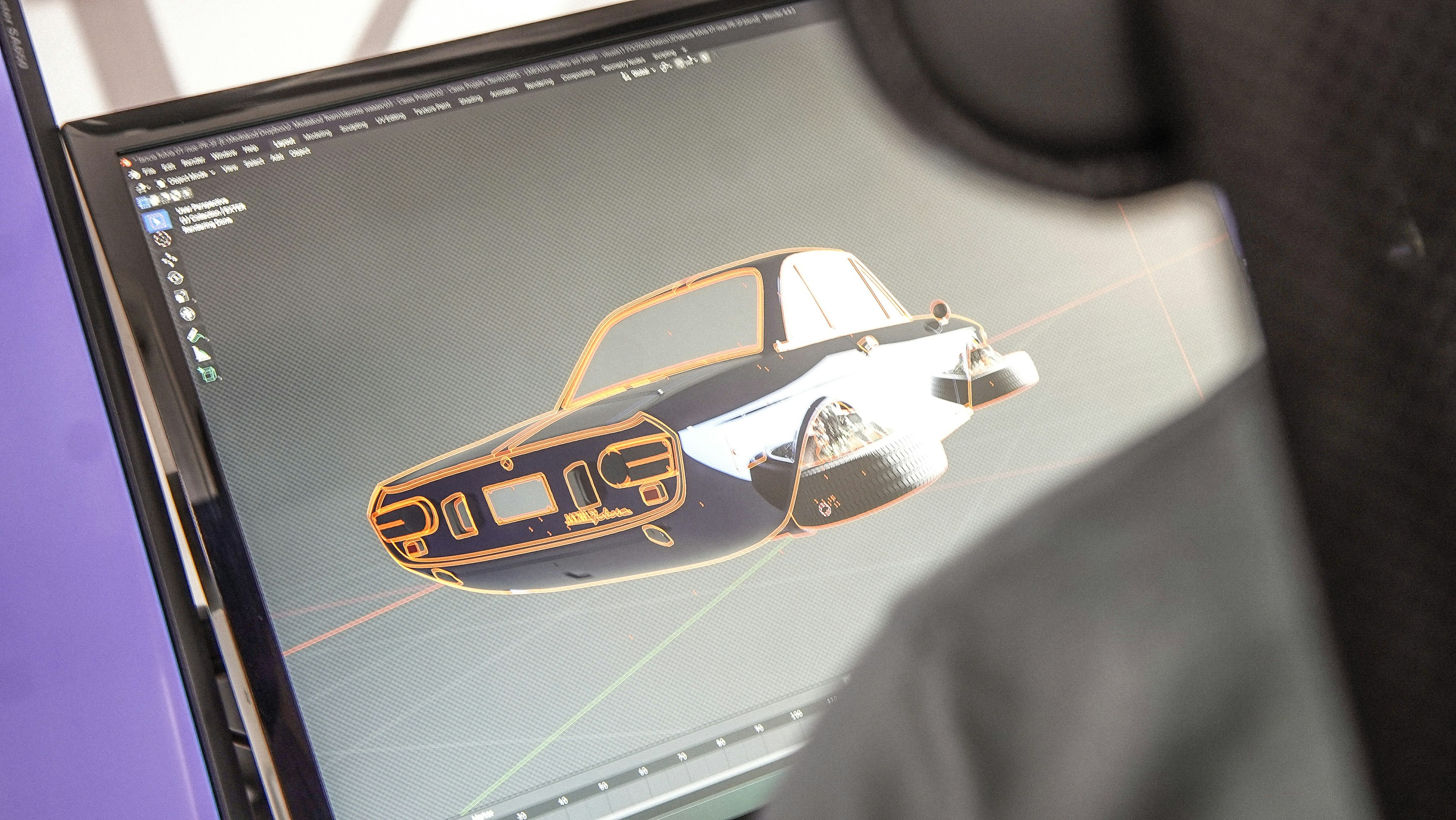 photo travail sur poste de travail waaaw.studio lancia 3d modèle blender couleur