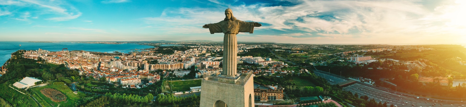 panoramic view of lisbon with Christ Statue